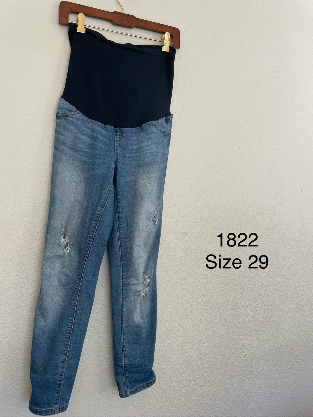 1822 Denim Blue Jeans with Black Stretch Maternity Panel